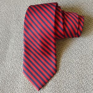 Jos. A. Bank Men's Silk Repp Tie Red Blue Stripe Career